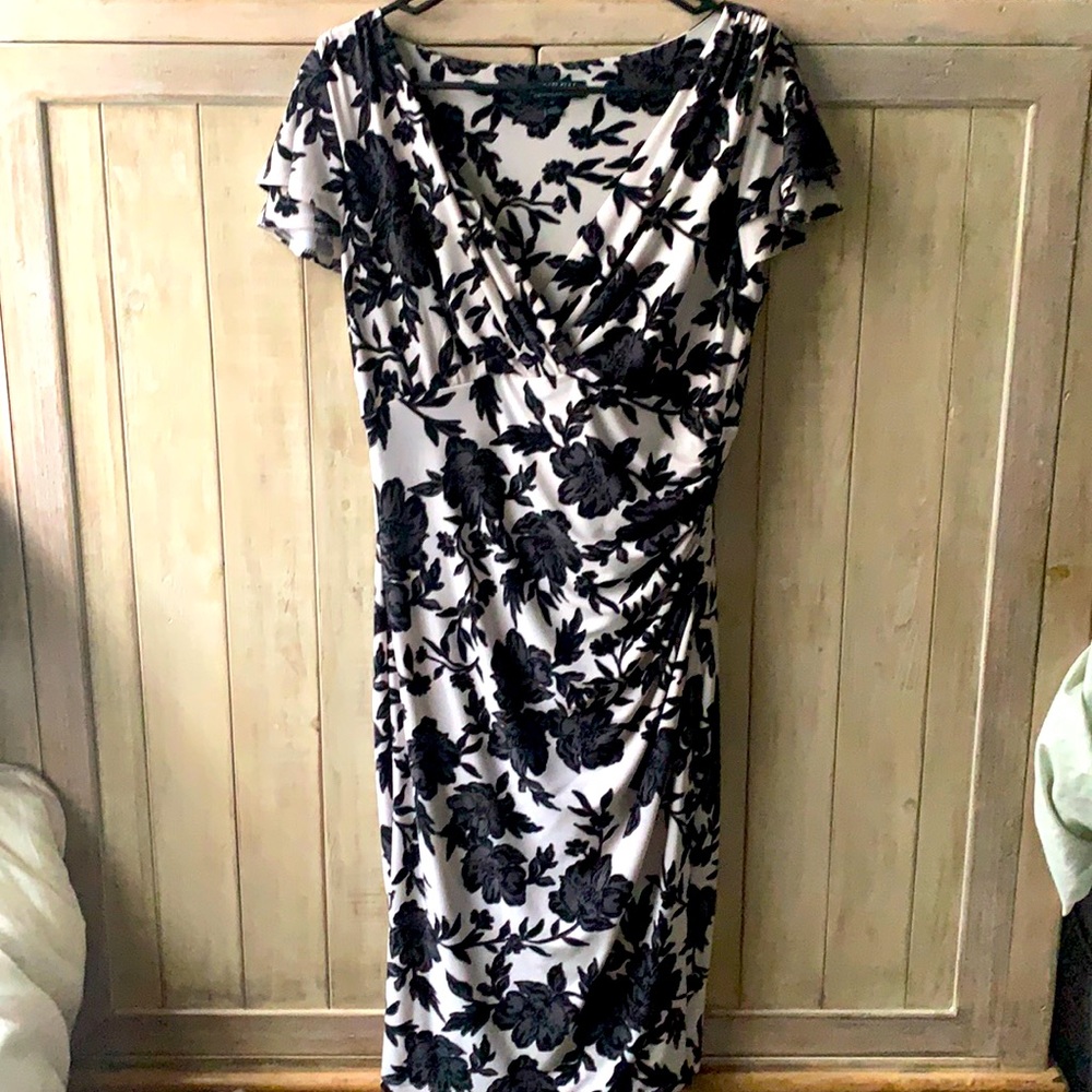 Lauren black and white flowered dress